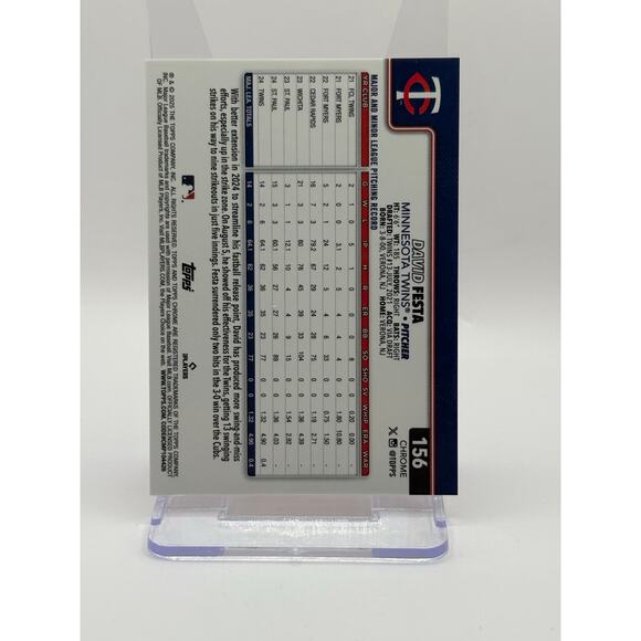 2025 Topps Chrome David Festa Rookie Orange Geometric Refractor 11/25 SP Twins - Picture 2 of 2